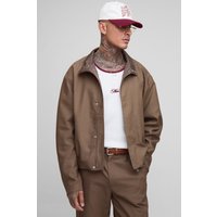 Tall bestickte Trainingsjacke mit Trichterkragen - Taupe - L, Taupe Tall bestickte Trainingsjacke mit Trichterkragen - Taupe - L, Taupe von boohooman