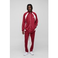 Tall Man Colorblock Trikot-Trainingsanzug mit Trichterkragen - Rot - M, Rot von boohooman