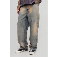 Tall lockere Stonewash Jeans - 34, stonewash von boohooman