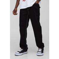 Tall Jeans mit geradem Bein und Kontrast-Naht - Schwarz - 38, Schwarz von boohooman