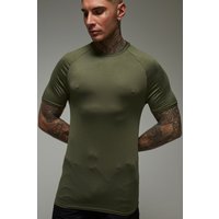 Tall Man Active Lightweight Essentials Fitness Muscle Fit T-Shirt mit Raglanärmeln - Khaki - M, Khaki von boohooman