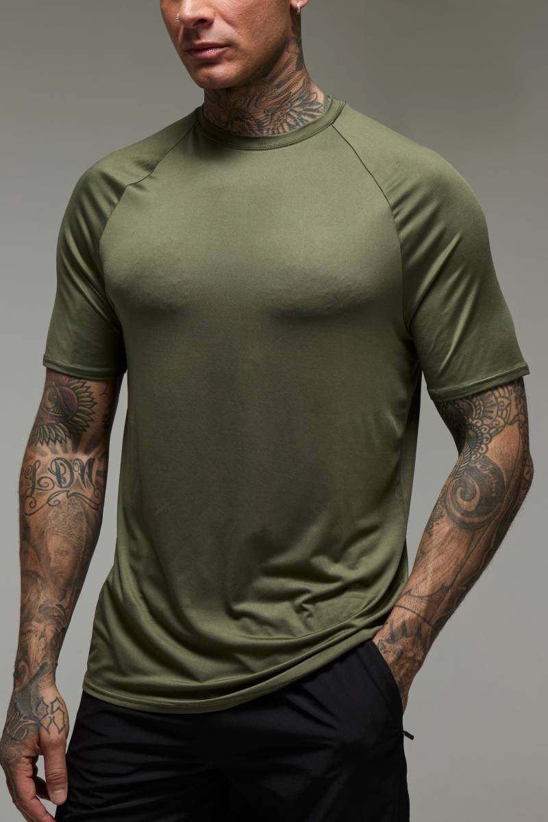 Tall Man Active Lightweight Essentials Gym Raglan T-Shirt - Khaki - XL, Khaki von boohooman