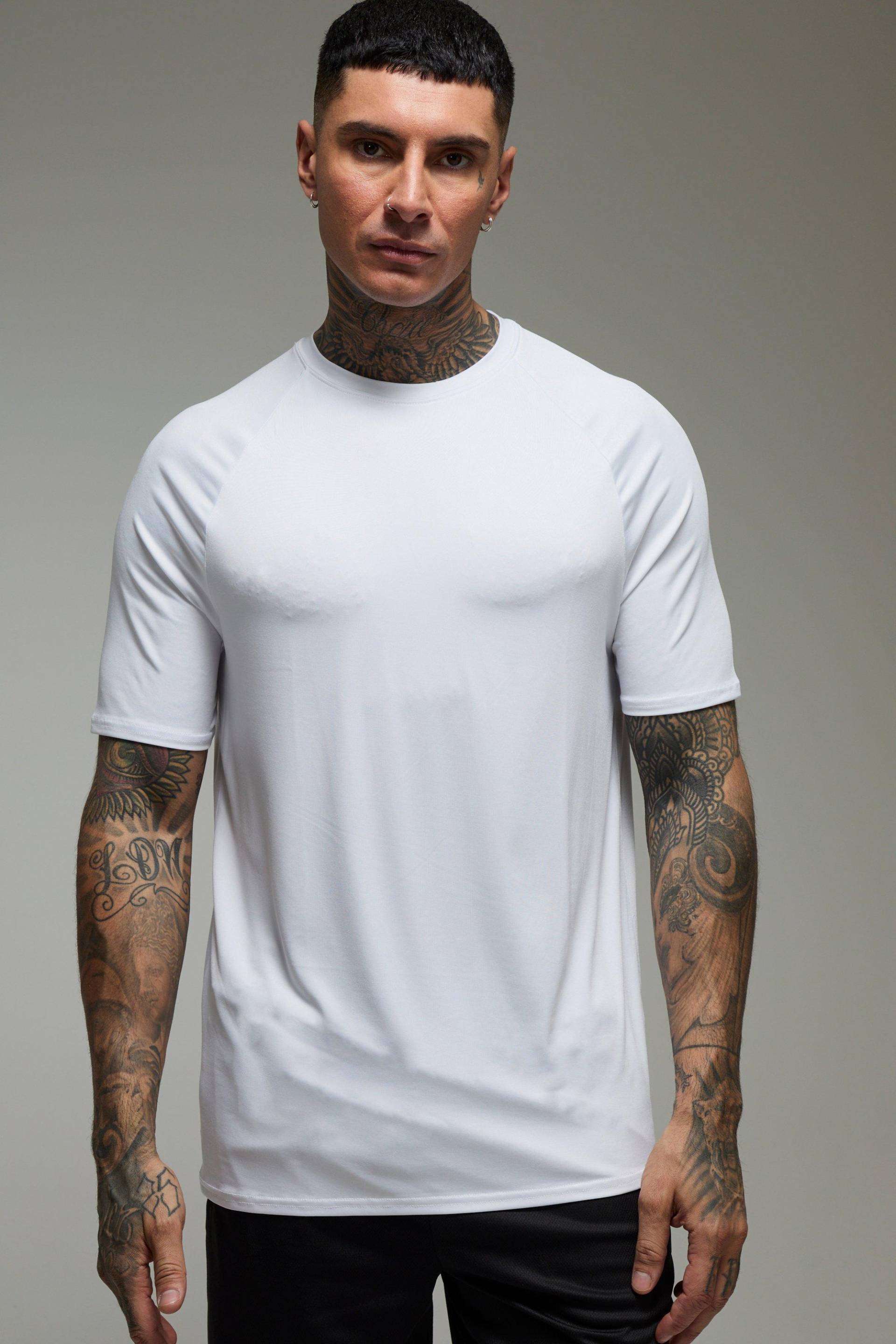 Tall Man Active Lightweight Essentials Gym Raglan T-Shirt - Weiß - XS, Weiß von boohooman