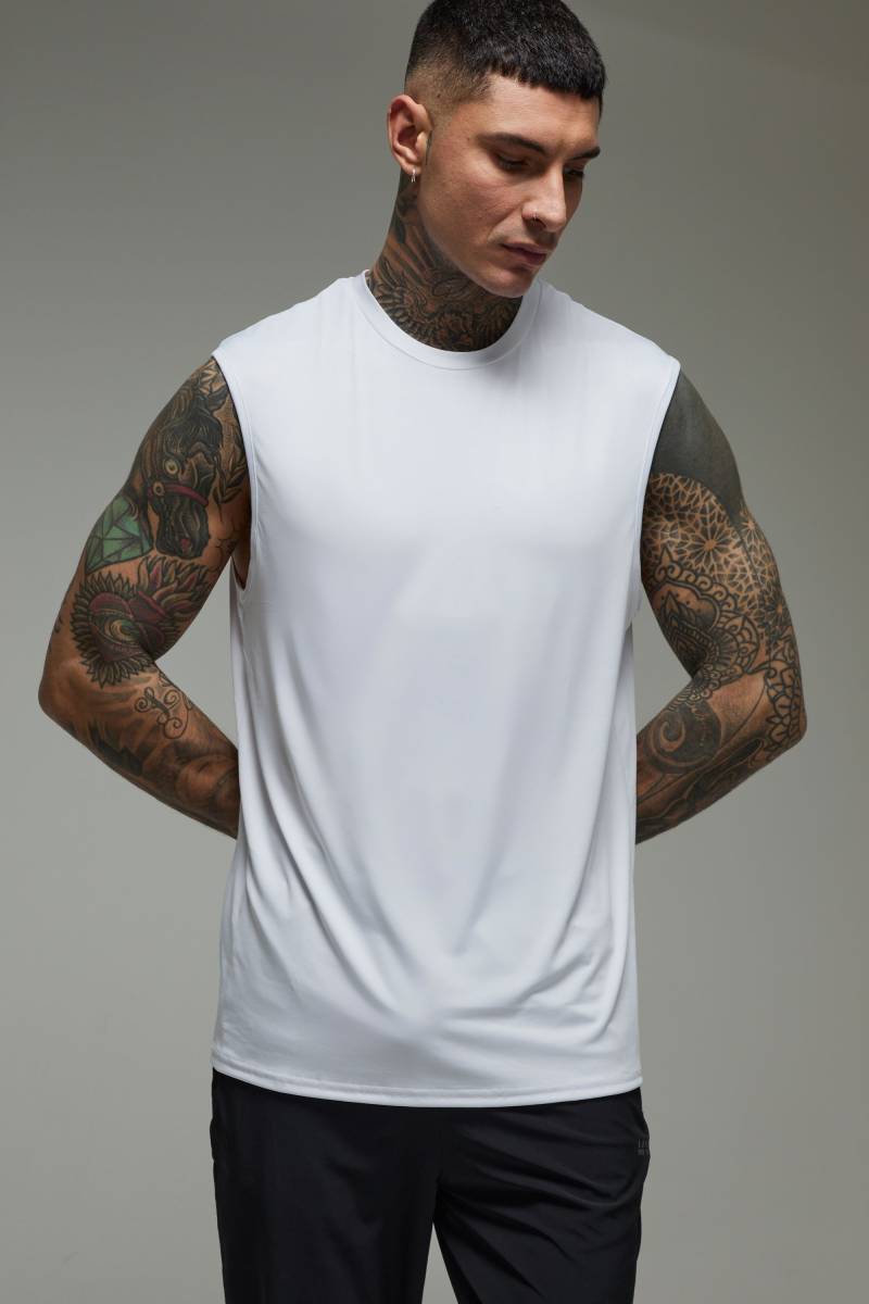 Tall Man Active Lightweight Essentials Gym vesttop - Weiß - XS, Weiß von boohooman