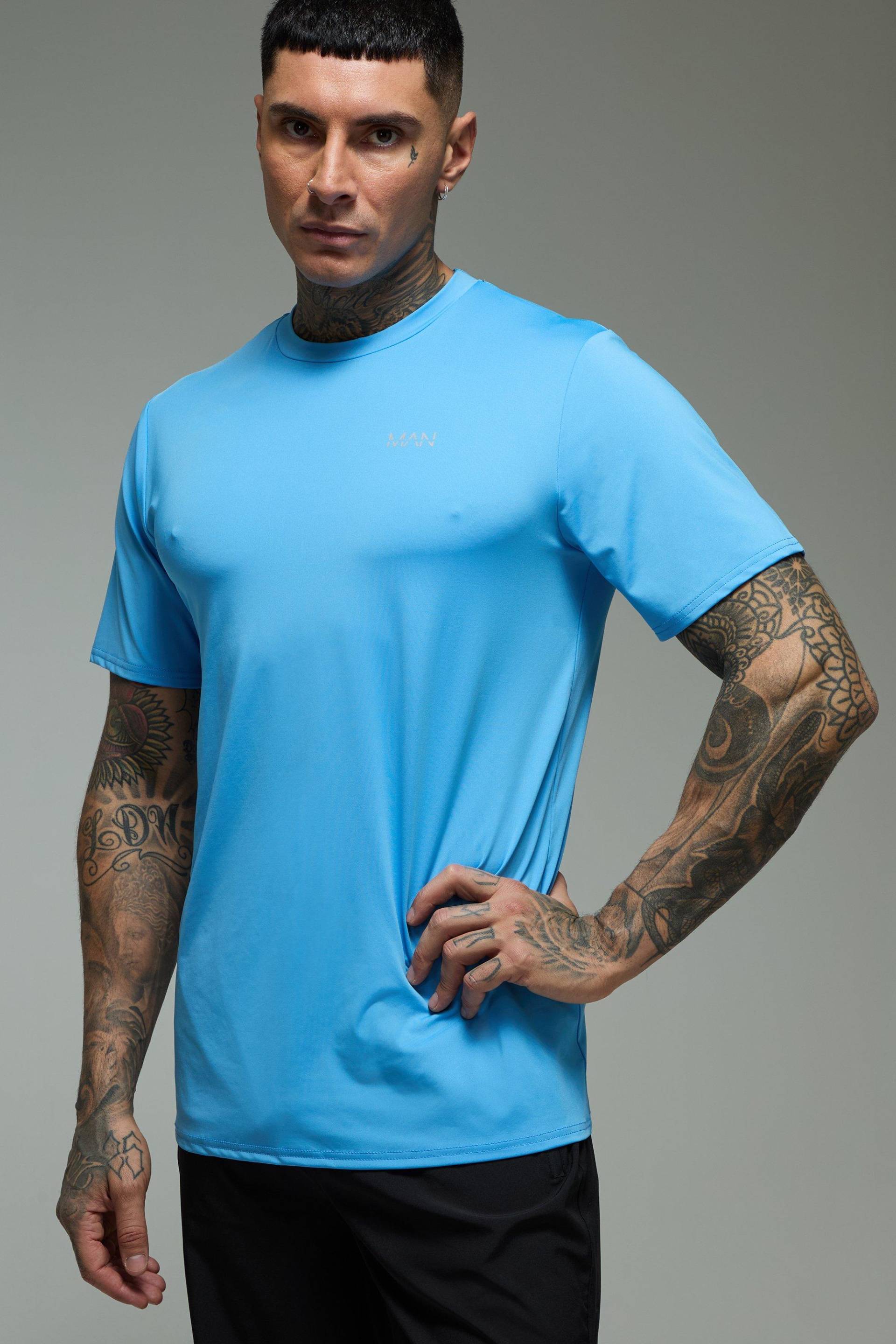 Tall Man Active Performance T-Shirt - Blau - M, Blau von boohooman