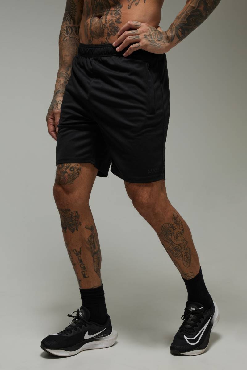 Tall Man Active Stretch Shorts mit Reißverschluss-Taschen - Schwarz - 2XL, Schwarz von boohooman