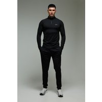 Tall Man Active Trainingsanzug mit 1/4 Reißverschluss - Schwarz - M, Schwarz von boohooman