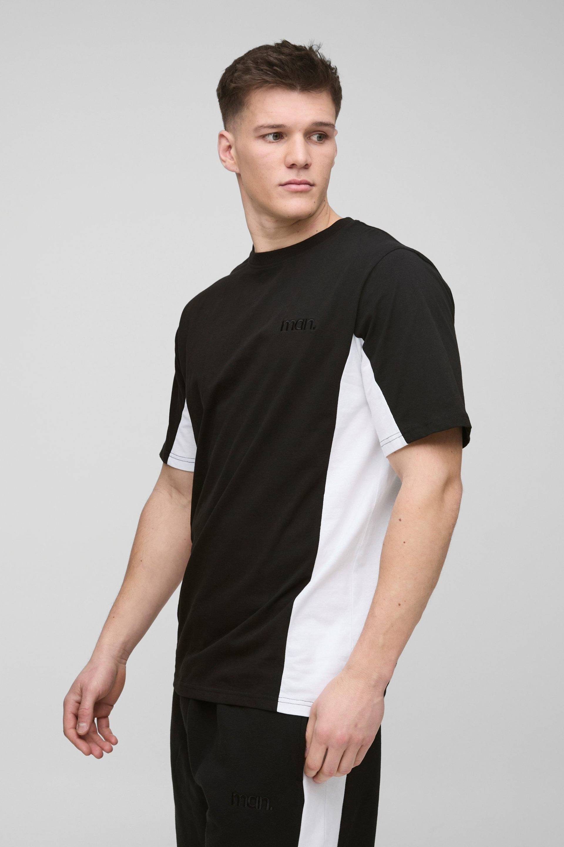Tall Man Colorblock T-Shirt - Schwarz - L, Schwarz von boohooman