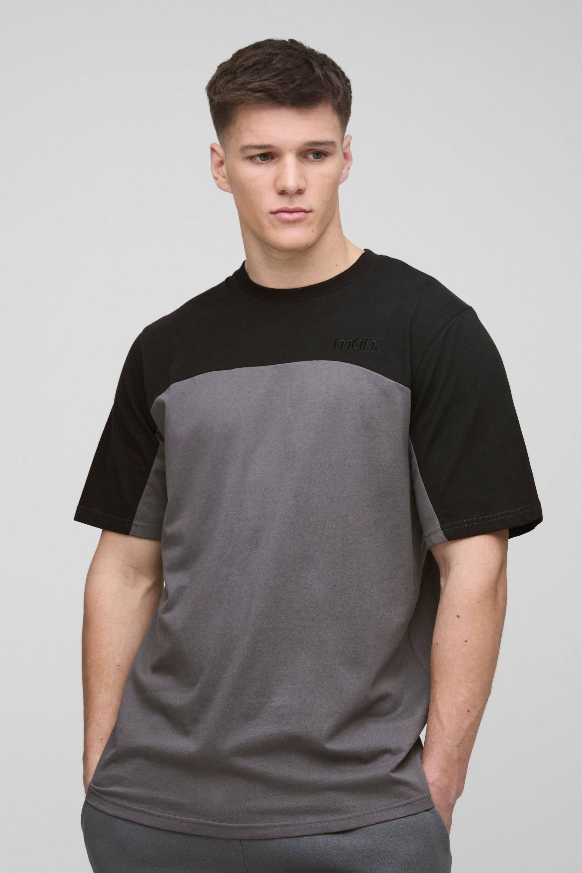 Tall Man Colorblock T-Shirt - Schwarz - M, Schwarz von boohooman