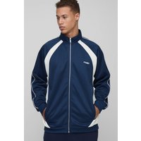 Tall Man Colorblock Trikot-Jacke mit Trichterkragen - Blau - M, Blau von boohooman