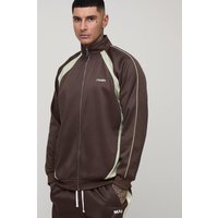 Tall Man Colorblock Trikot-Jacke mit Trichterkragen - Braun - 2XL, Braun von boohooman
