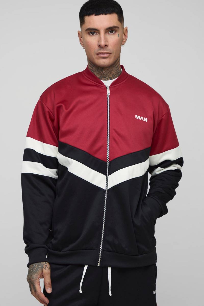 Tall Man Colorblock Trikot-Jacke mit Trichterkragen - Schwarz - 2XL, Schwarz von boohooman