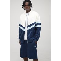 Tall Man Colorblock Trikot-Jacke mit Trichterkragen & Oversize Shorts - Blau - M, Blau von boohooman
