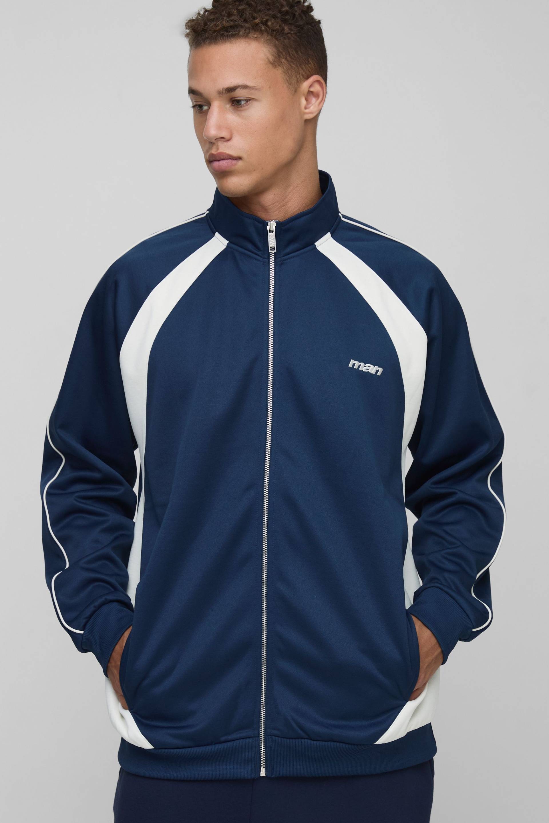 Tall Man Colorblock Trikot-Jacke mit Trichterkragen von boohooman