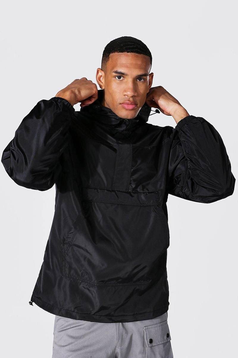 Tall Man Regenjacke mit Ärmel-Etikett - Schwarz - S, Schwarz von boohooman