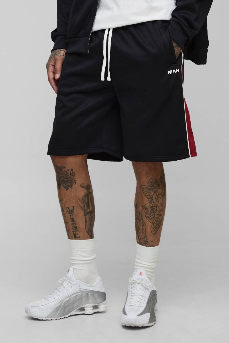 Tall Man Oversize Colorblock Trikot-Shorts - Schwarz - XL, Schwarz von boohooman
