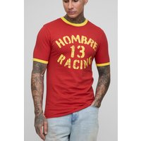 Tall Muscle-Fit Homme Ringer T-Shirt - Rot - S, Rot von boohooman