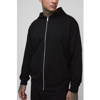 Tall Oversize Basic Hoodie mit Reißverschluss - Schwarz - XL, Schwarz von boohooman