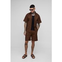 Tall Oversize Hemd mit Kragen & lockere Shorts - Braun - S, Braun Tall Oversize Hemd mit Kragen & lockere Shorts - Braun - S, Braun von boohooman