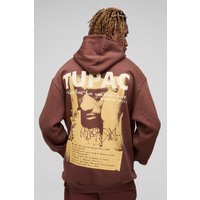 Tall Oversize Hoodie mit lizenziertem Tupac-Print - Braun - S, Braun von boohooman