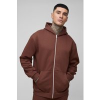 Tall Oversize Official Hoodie mit Reißverschluss - Braun - M, Braun von boohooman