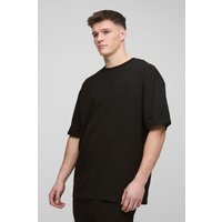 Tall Oversize Rundhals T-Shirt mit BM Signature Stickerei - Schwarz - XL, Schwarz von boohooman