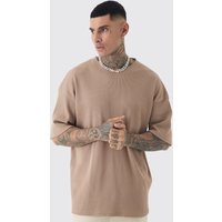 Tall Oversize T-Shirt in Waffeloptik - Braun - M, Braun von boohooman