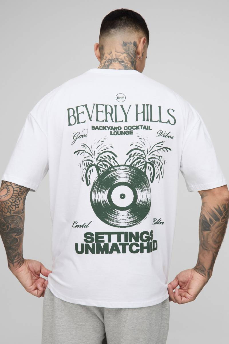 Tall Oversize T-Shirt mit Beverly Hills Print - Weiß - S, Weiß von boohooman