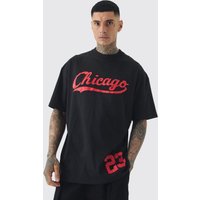 Tall Oversize T-Shirt mit Chicago-Print von boohooman