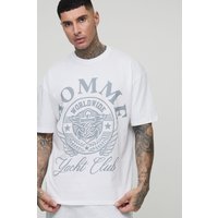 Tall Oversize T-Shirt mit Homme Print - Weiß - S, Weiß von boohooman