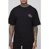 Tall Oversize T-Shirt mit Man Sternen-Print - Schwarz - M, Schwarz von boohooman