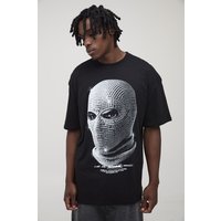 Tall Oversize T-Shirt mit Strass-Maske Print von boohooman