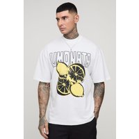 Tall Oversize T-Shirt mit Zitronen-Print - Weiß - L, Weiß von boohooman