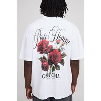 Tall Oversize T-Shirt mit floralem Official Print von boohooman