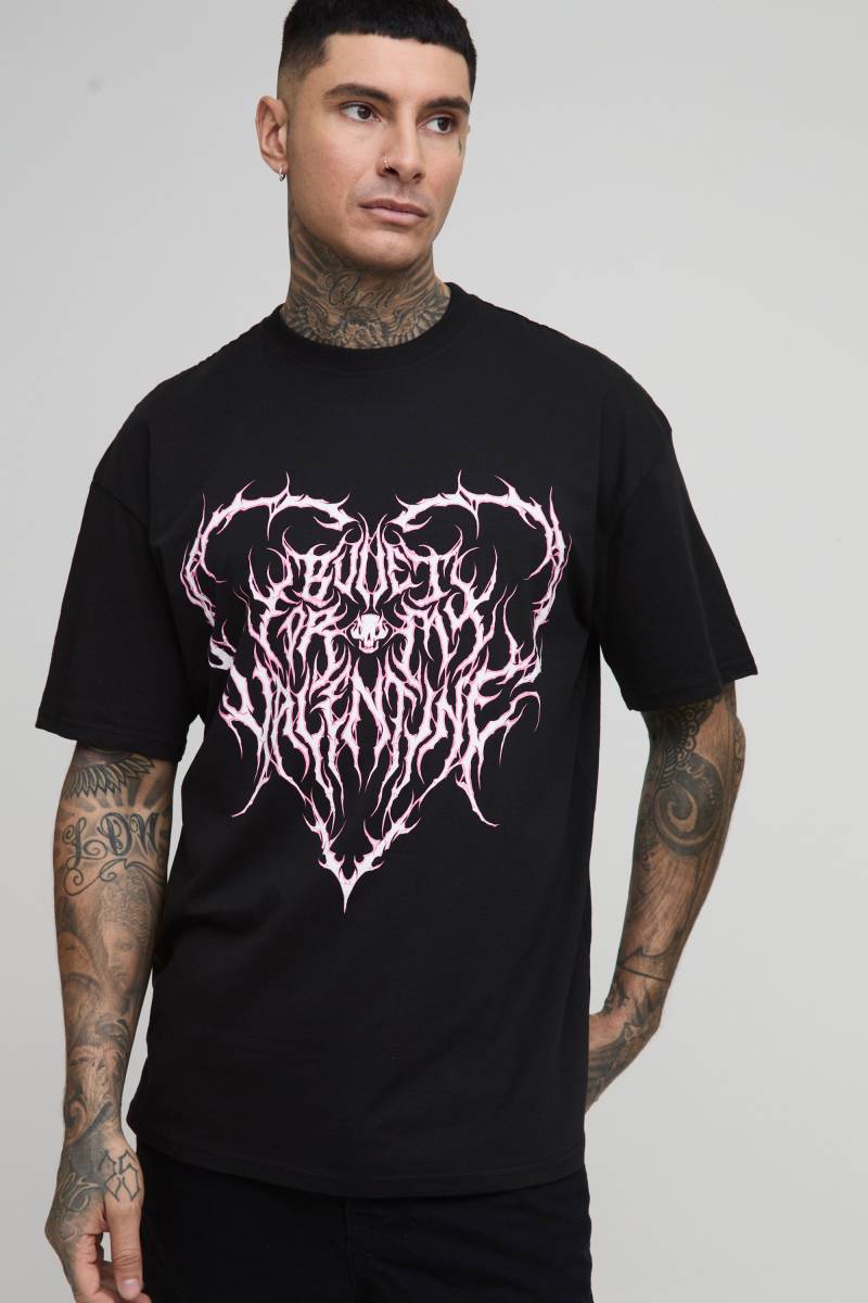 Tall Oversize T-Shirt mit lizenziertem Bullet for My Valentine Print - Schwarz - S, Schwarz Tall Oversize T-Shirt mit lizenziertem Bullet for My Valentine Print - Schwarz - S, Schwarz von boohooman