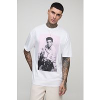 Tall Oversize T-Shirt mit lizenziertem Elvis Presley Print - Weiß - 2XL, Weiß von boohooman