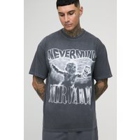 Tall Oversize T-Shirt mit lizenziertem Nirvana-Print - Grau - S, Grau Tall Oversize T-Shirt mit lizenziertem Nirvana-Print - Grau - S, Grau von boohooman