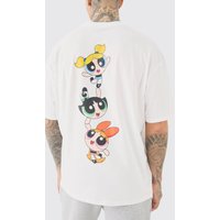 Tall Oversize T-Shirt mit lizenziertem Powerpuff Girls Print - Weiß - 2XL, Weiß von boohooman