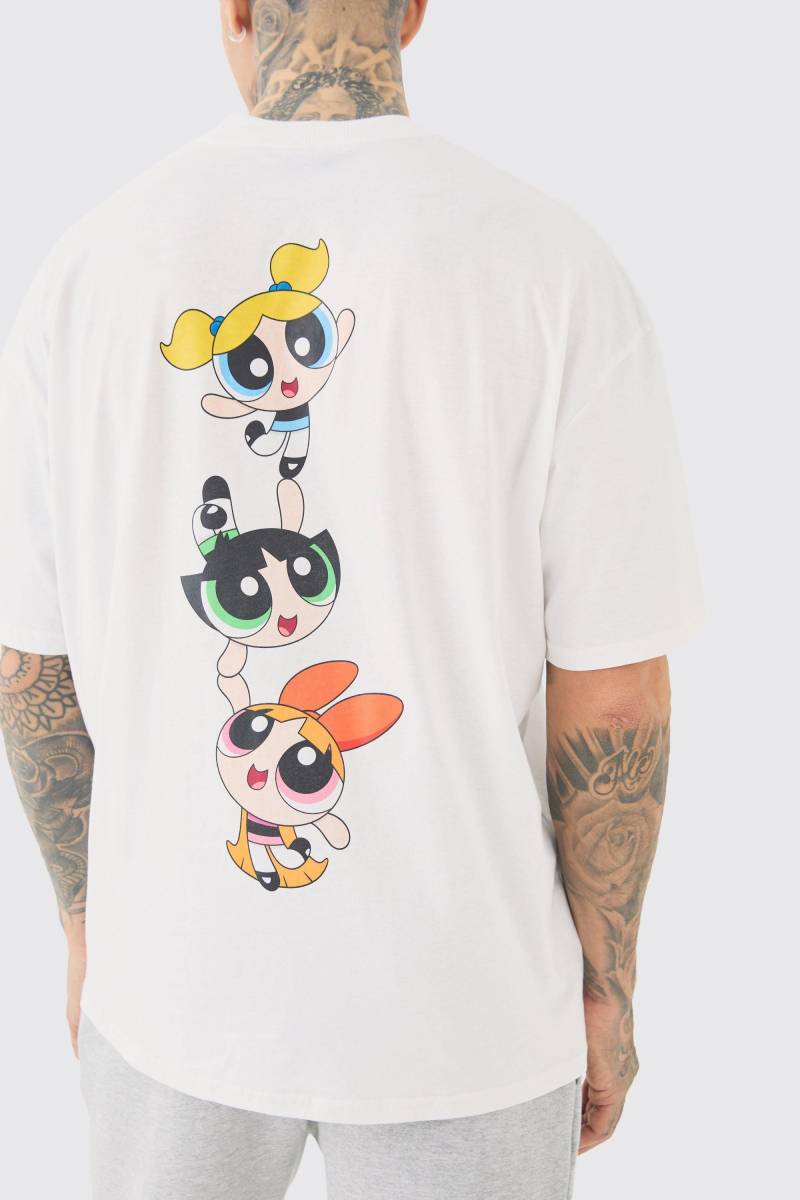 Tall Oversize T-Shirt mit lizenziertem Powerpuff Girls Print - Weiß - S, Weiß von boohooman