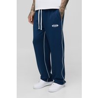 Tall Oversize Trikot-Jogginghose mit Print - Blau - XL, Blau von boohooman