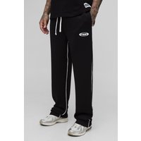 Tall Oversize Trikot-Jogginghose mit Print - Schwarz - S, Schwarz von boohooman