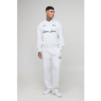 Tall kastiger Oversize Edition Sweatshirt-Trainingsanzug mit Kragen - Grau - XL, Grau von boohooman
