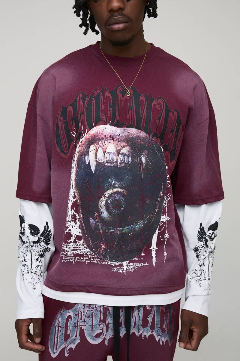 Tall kastiges Oversize T-Shirt - Rot - M, Rot Tall kastiges Oversize T-Shirt - Rot - M, Rot von boohooman