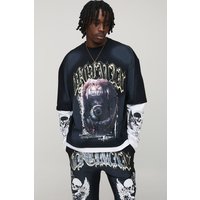 Tall kastiges Oversize T-Shirt - Schwarz - 2XL, Schwarz von boohooman