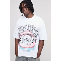 Tall kastiges Oversize T-Shirt mit Print - Weiß - M, Weiß von boohooman