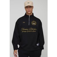 Tall kastiges Oversize Homme Sweatshirt mit Reißverschluss und Trichterkragen - Schwarz - L, Schwarz von boohooman