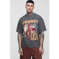 Tall Oversize T-Shirt mit lizenziertem Johnny Money Print - Grau - L, Grau von boohooman