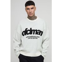 Tall kastiger Oversize Pullover - Ecru - S, Ecru von boohooman