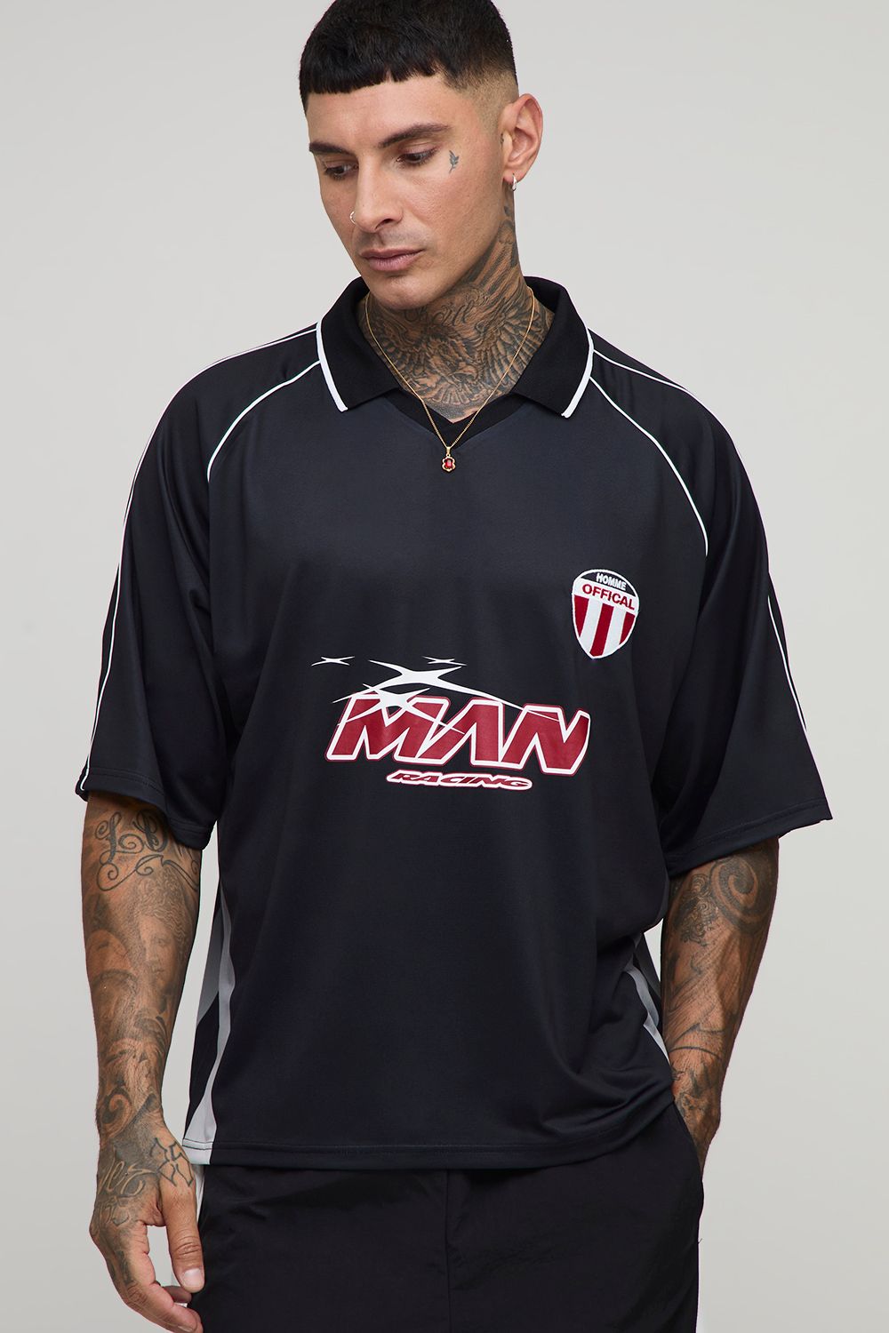 Tall kastiges Oversize Man Oberteil - Schwarz - XL, Schwarz von boohooman