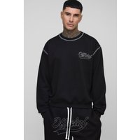 Tall kastiges Oversize Official Sweatshirt mit Kontrast-Naht - Schwarz - XL, Schwarz Tall kastiges Oversize Official Sweatshirt mit Kontrast-Naht - Schwarz - XL, Schwarz von boohooman
